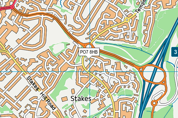 PO7 8HB map - OS VectorMap District (Ordnance Survey)