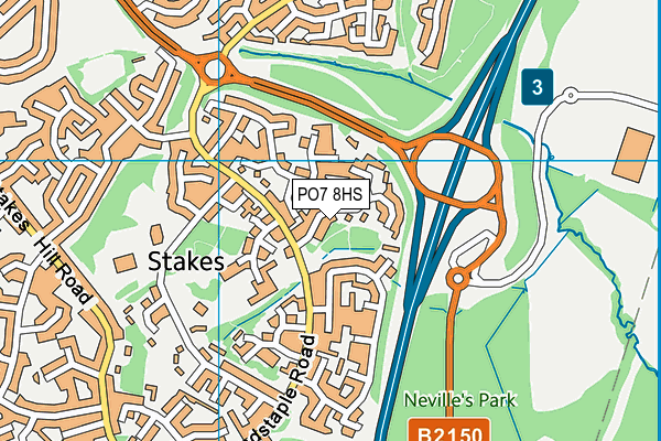 PO7 8HS map - OS VectorMap District (Ordnance Survey)