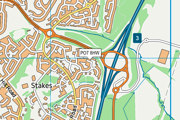 PO7 8HW map - OS VectorMap District (Ordnance Survey)