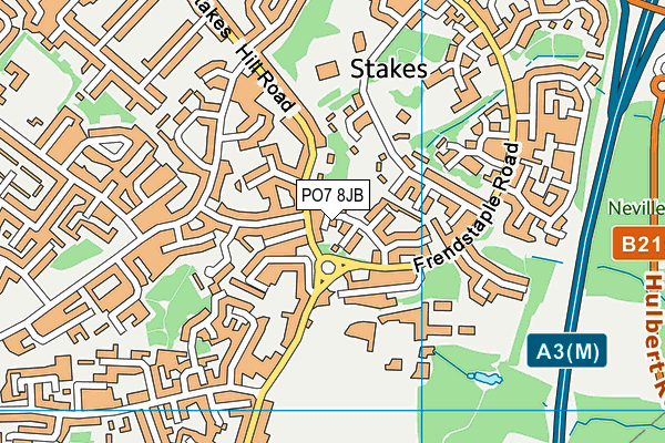 PO7 8JB map - OS VectorMap District (Ordnance Survey)