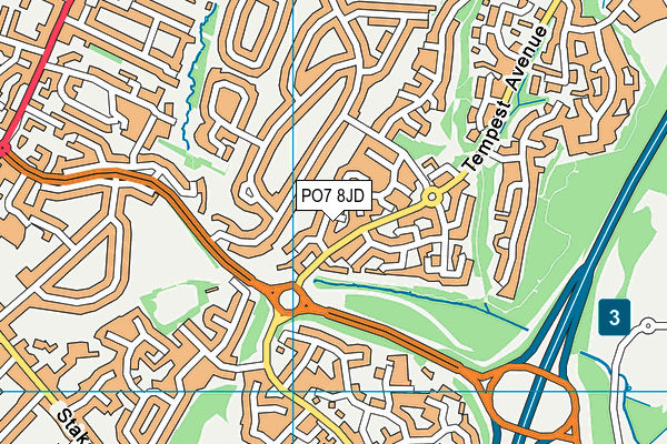 PO7 8JD map - OS VectorMap District (Ordnance Survey)