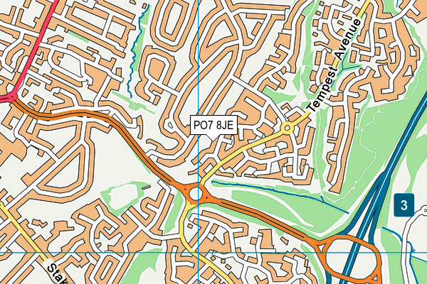 PO7 8JE map - OS VectorMap District (Ordnance Survey)