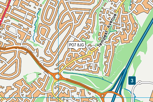 PO7 8JG map - OS VectorMap District (Ordnance Survey)