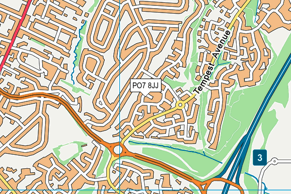 PO7 8JJ map - OS VectorMap District (Ordnance Survey)