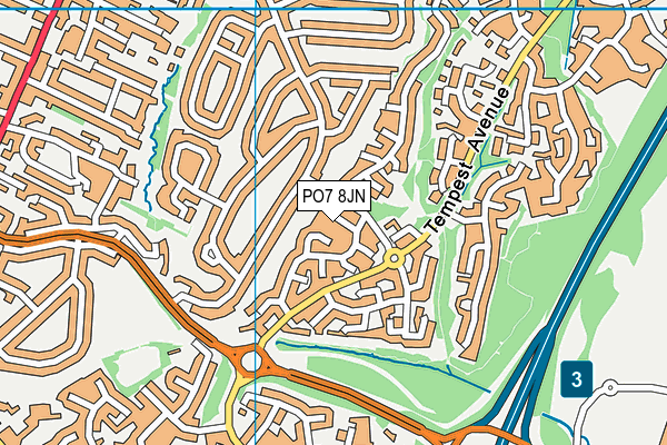 PO7 8JN map - OS VectorMap District (Ordnance Survey)