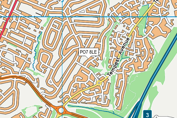 PO7 8LE map - OS VectorMap District (Ordnance Survey)