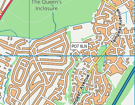 PO7 8LN map - OS VectorMap District (Ordnance Survey)