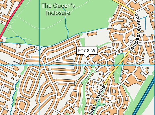 PO7 8LW map - OS VectorMap District (Ordnance Survey)