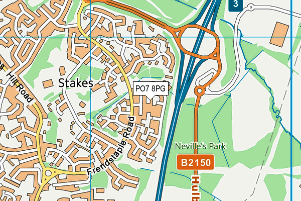 PO7 8PG map - OS VectorMap District (Ordnance Survey)