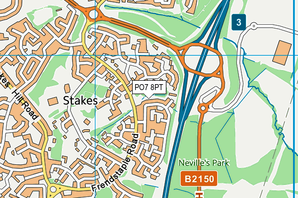 PO7 8PT map - OS VectorMap District (Ordnance Survey)