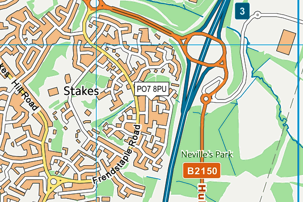 PO7 8PU map - OS VectorMap District (Ordnance Survey)