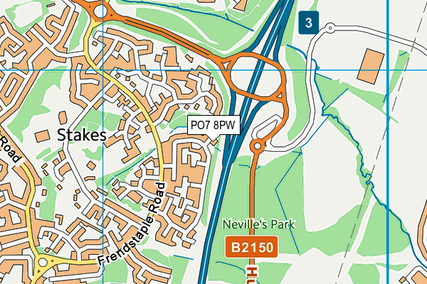 PO7 8PW map - OS VectorMap District (Ordnance Survey)