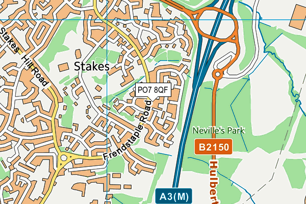 PO7 8QF map - OS VectorMap District (Ordnance Survey)