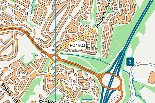 PO7 8QJ map - OS VectorMap District (Ordnance Survey)