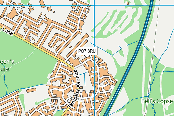 PO7 8RU map - OS VectorMap District (Ordnance Survey)