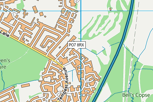 PO7 8RX map - OS VectorMap District (Ordnance Survey)