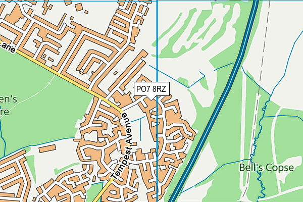 PO7 8RZ map - OS VectorMap District (Ordnance Survey)