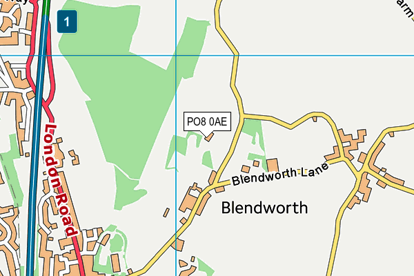 PO8 0AE map - OS VectorMap District (Ordnance Survey)