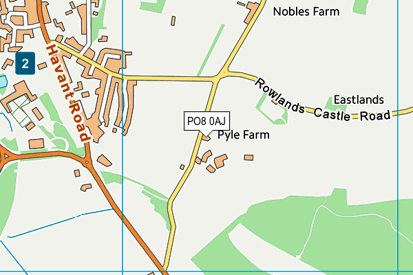 PO8 0AJ map - OS VectorMap District (Ordnance Survey)