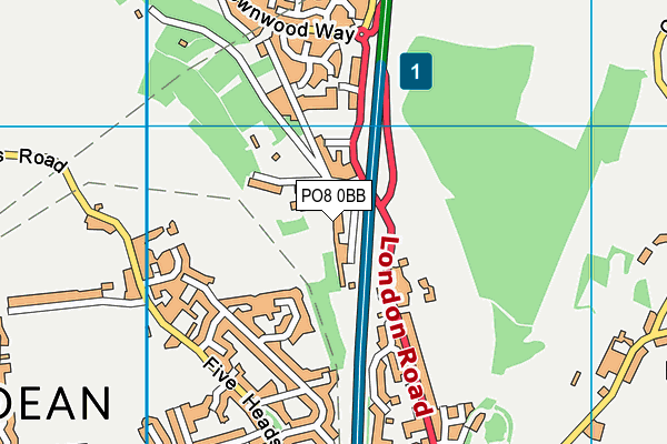 PO8 0BB map - OS VectorMap District (Ordnance Survey)