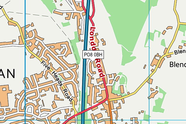 PO8 0BH map - OS VectorMap District (Ordnance Survey)