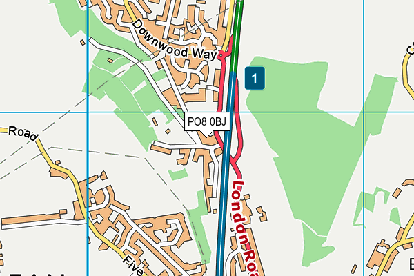 PO8 0BJ map - OS VectorMap District (Ordnance Survey)