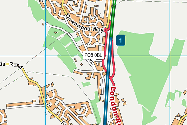 PO8 0BL map - OS VectorMap District (Ordnance Survey)