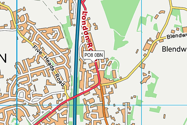 PO8 0BN map - OS VectorMap District (Ordnance Survey)