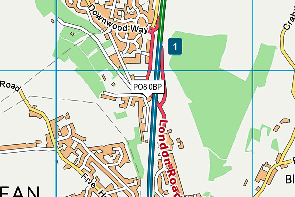 PO8 0BP map - OS VectorMap District (Ordnance Survey)