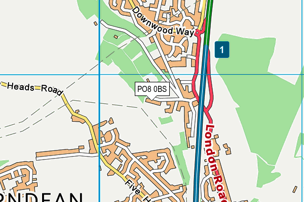 PO8 0BS map - OS VectorMap District (Ordnance Survey)