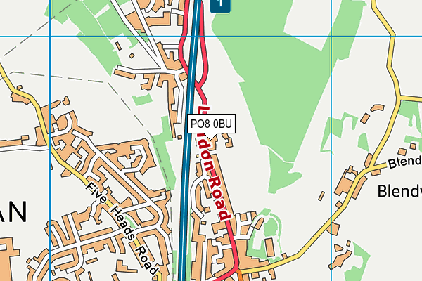 PO8 0BU map - OS VectorMap District (Ordnance Survey)