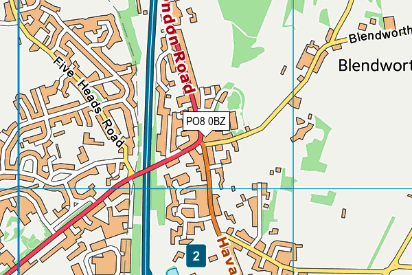 PO8 0BZ map - OS VectorMap District (Ordnance Survey)