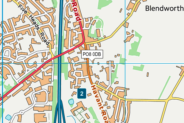 PO8 0DB map - OS VectorMap District (Ordnance Survey)