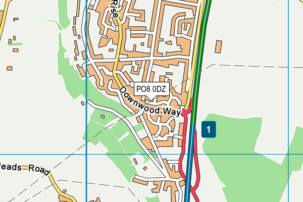 PO8 0DZ map - OS VectorMap District (Ordnance Survey)