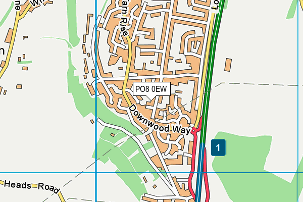 PO8 0EW map - OS VectorMap District (Ordnance Survey)