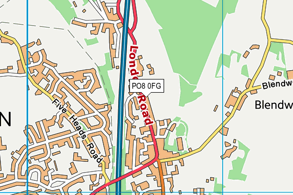 PO8 0FG map - OS VectorMap District (Ordnance Survey)