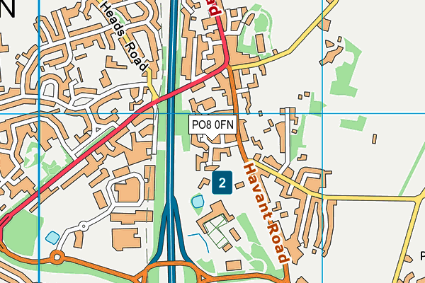 PO8 0FN map - OS VectorMap District (Ordnance Survey)