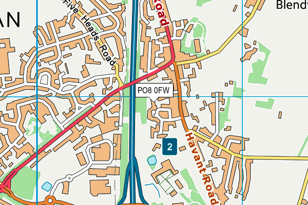 PO8 0FW map - OS VectorMap District (Ordnance Survey)