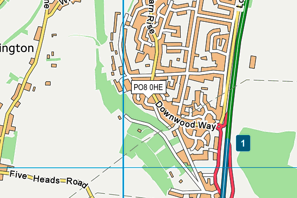 PO8 0HE map - OS VectorMap District (Ordnance Survey)