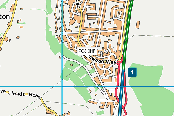 PO8 0HF map - OS VectorMap District (Ordnance Survey)
