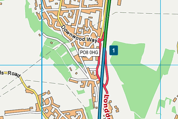 PO8 0HG map - OS VectorMap District (Ordnance Survey)