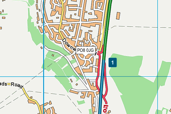 PO8 0JG map - OS VectorMap District (Ordnance Survey)