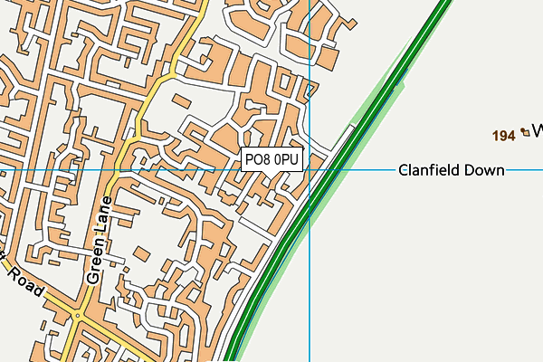 PO8 0PU map - OS VectorMap District (Ordnance Survey)