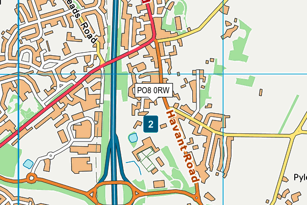 PO8 0RW map - OS VectorMap District (Ordnance Survey)