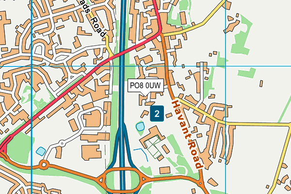 PO8 0UW map - OS VectorMap District (Ordnance Survey)