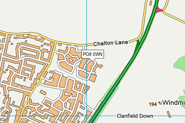 PO8 0WN map - OS VectorMap District (Ordnance Survey)