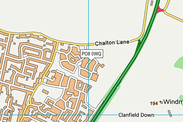 PO8 0WQ map - OS VectorMap District (Ordnance Survey)