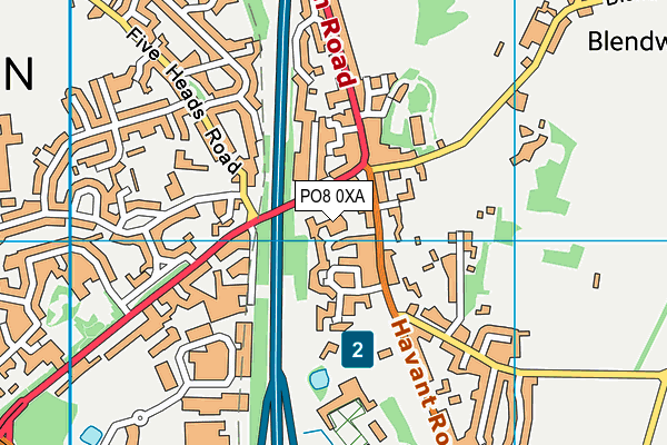 PO8 0XA map - OS VectorMap District (Ordnance Survey)