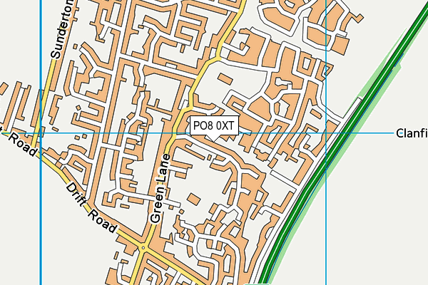 PO8 0XT map - OS VectorMap District (Ordnance Survey)