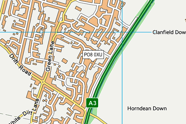 PO8 0XU map - OS VectorMap District (Ordnance Survey)